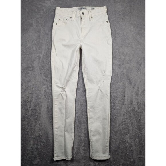 Lucky Brand Bridgette Skinny Jeans Womens Size 0 26 White Distressed Minimalist - Picture 1 of 13